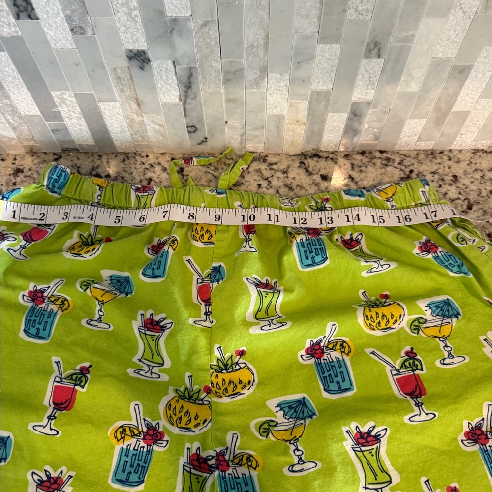 The Company Store 100% Cotton Lime Green Tropical Print Pajamas - Picture 11 of 12